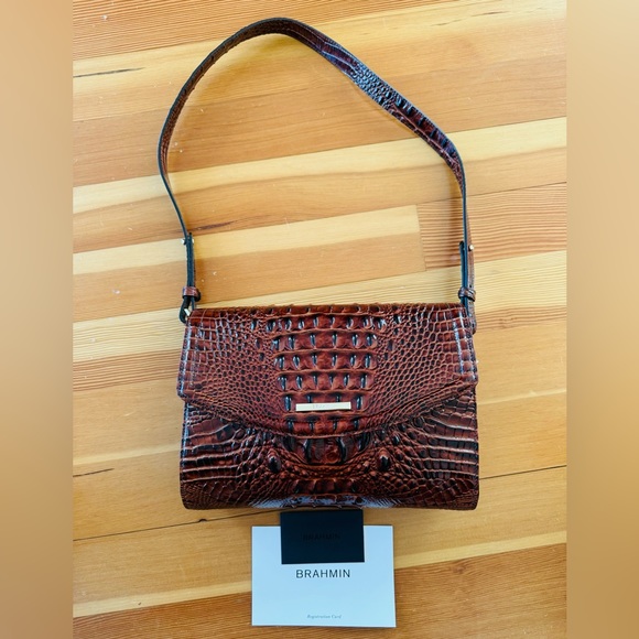 Brahmin Handbags - Brand new never used Brahmin brown faux croc shoulder bag